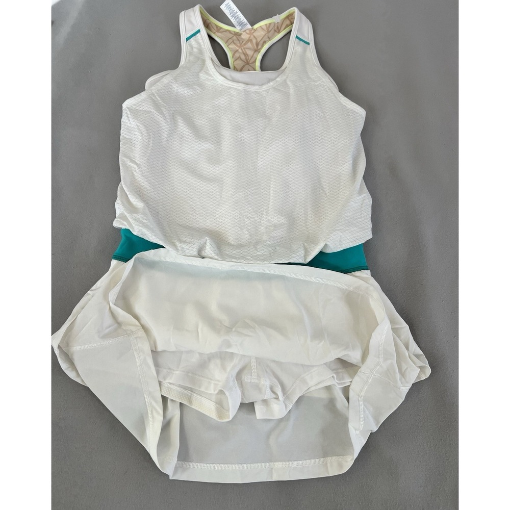Ivivva Romper Size 14 Girls White /Green Tiered Dress-Look Sleeveless - Picture 3 of 8